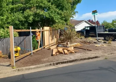 Wood Fence Installation Before